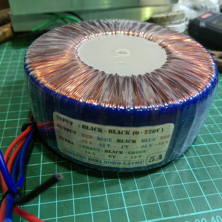 TRAFO DONAT 5A BESAR REAL OUTPUT BISA SAMPAI 10Ampere  CT 55V