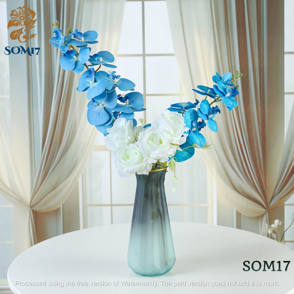Jumbo 9 Kuntum  Large Orchid Bunga Anggrek Latex +MAWAR DIAMOND k5 Premium Artificial Flower Anggrek