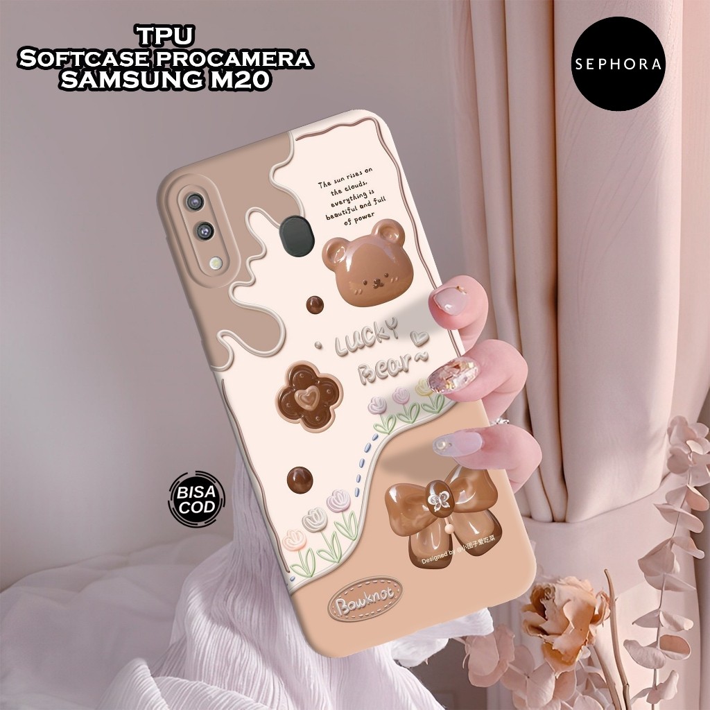 TERBARU Case Samsung M20 Terbaru - Fashion Case Cute Bear - Softcase Samsung M20 - Case Pro Camera -