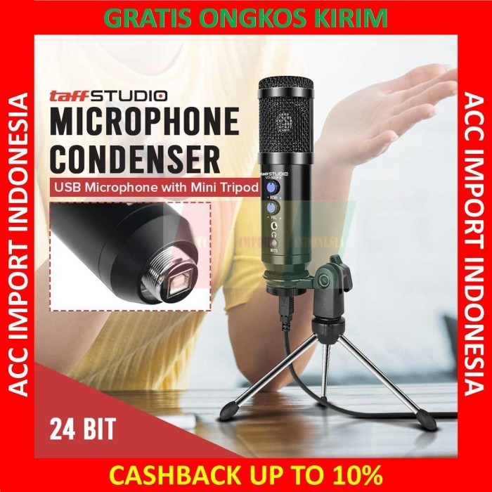 Microphone Condenser With Stand Podcast Studio Mic USB Mini Tripod