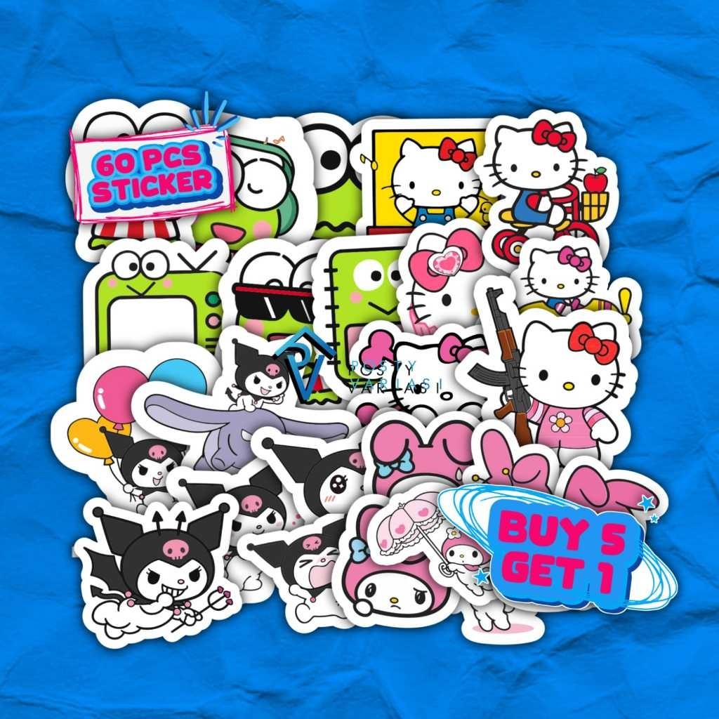 

[PSTYLE INDONESIA] Sanrio 60pcs Stiker Kuromi Melody Keroppi Hello Kitty Phone Case Dekorasi Handbook Sticker Pack Anti Air / Sticker Kuromi STIKER KEROPPI HELLO KITY MELODY