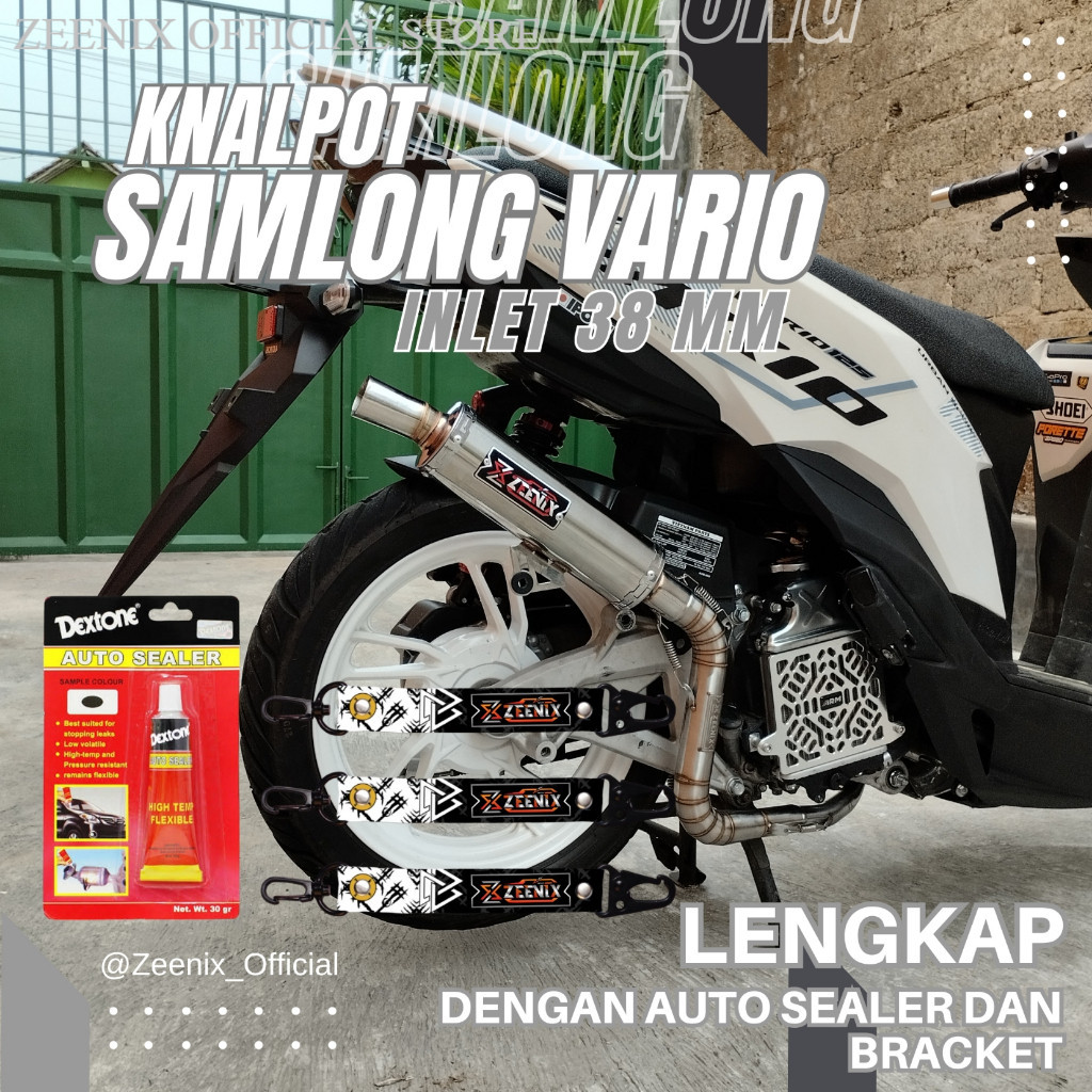 ORI - Kenalpot Knalpot Racing Vario Samlong Zeenix Racing Fullset VARIO 110 125 150 160 Karbu Fi Led
