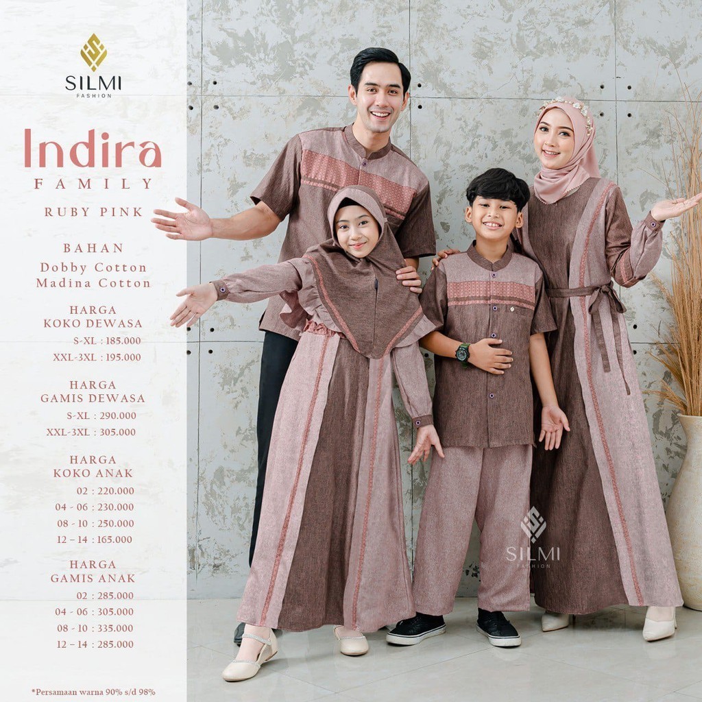 Baju Couple Keluarga Kekinian Lebaran 2024 Original Brand Silmi Indira Family Ruby Pink