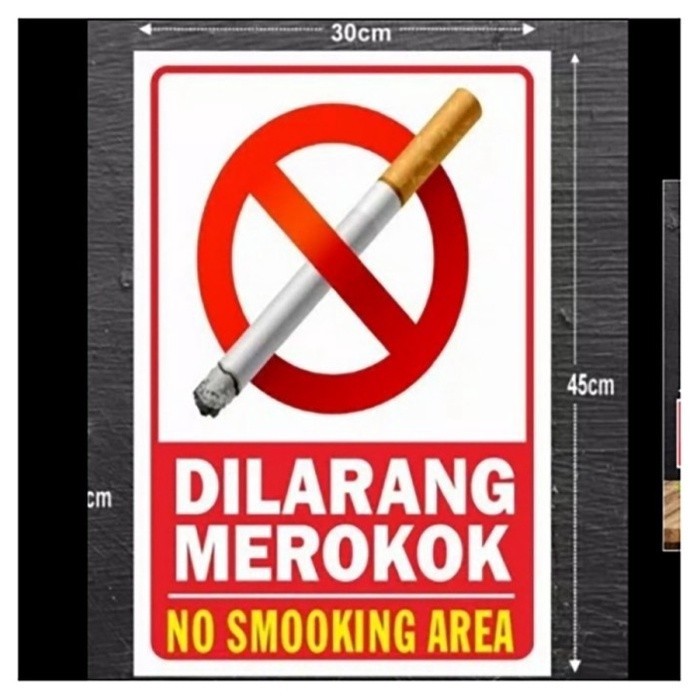 

STICKER VINYL DILARANG MEROKOK NO SMOOKING AREA 30 x 45 cm SIGN RAMBU