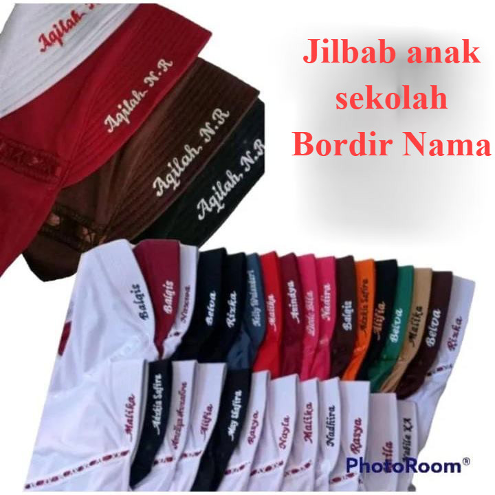 Kerudung Jilbab Anak bisa Request Bordir Nama SukaSuka /Jilbab Sekolah Anak Paud Tk Sd