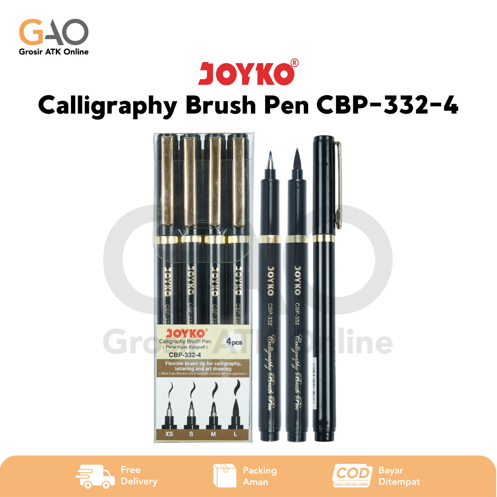 

Calligraphy Brush Pen Joyko Pena Kuas Kaligrafi Joyko Isi 4Pcs CBP-332-4