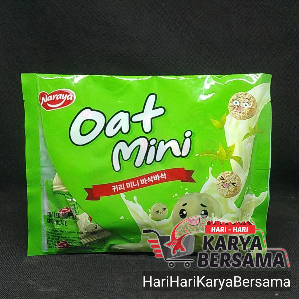 

MAKANAN RINGAN NARAYA OAT MINI COATED MATCHA CHOCOLATE BAG 180GR
