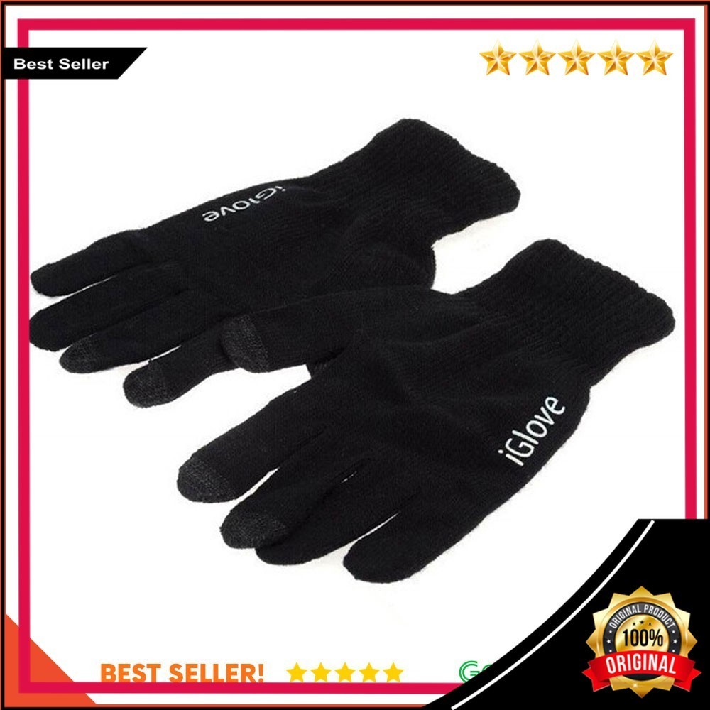 Original Ori iGlove Sarung Tangan Touch Screen Untuk Smartphones & Tablet - Black  bergaransi murah 