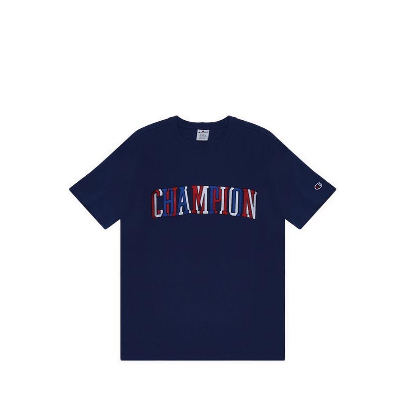 Champion Multicolor Script Logo Men's Tshirt - Navy