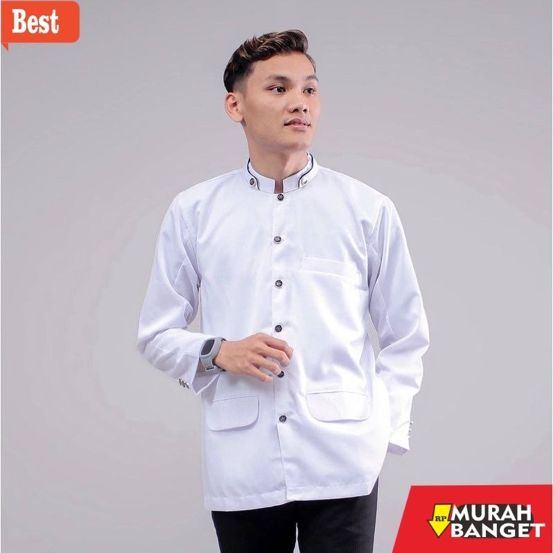 Baju timur tengah pria- Jasko Jas Koko Putih Polos Lengan Panjang Baju Koko Hadroh Muslim Pria Dewasa S M L XL XXL XXL Terbaru Pakaian Terlaris Original Elrumi Baju Koko Wadimor Baju Koko Hilwa Baju Koko Jaz