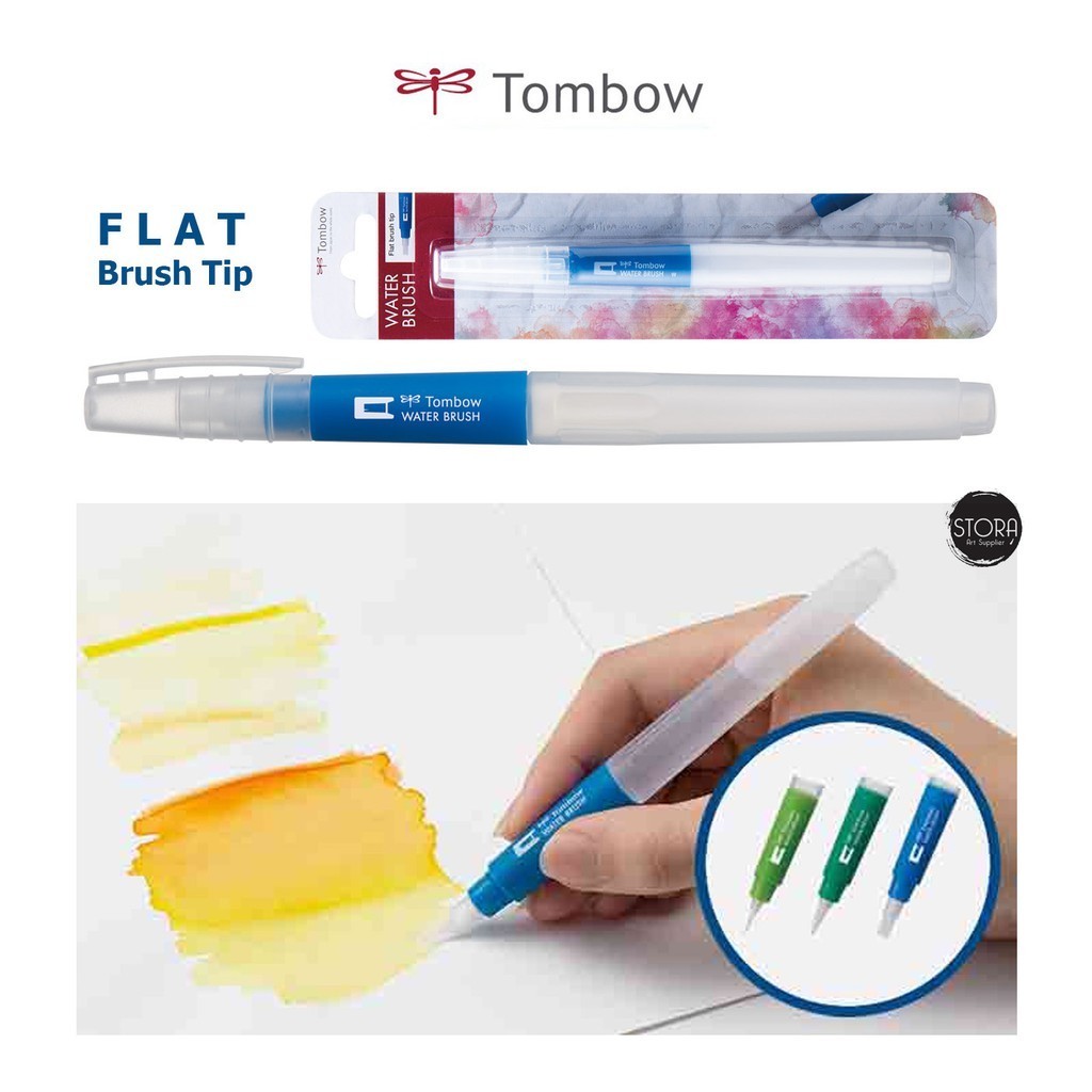 

Tombow WATER BRUSH - Flat / Kuas Cat Lukis Bertabung ujung Datar Brush Barrel Besar Refillable