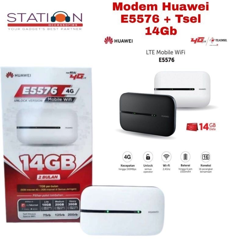 modem wifi 4g huawei E5576 Telkomsel unlock free 14Gb