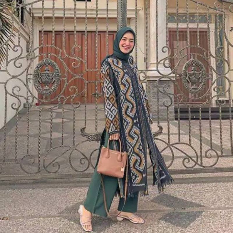 (Ready Stok) set couple tenun - tunik tenun - tunik etnik - outer wear tenun - baju tenun