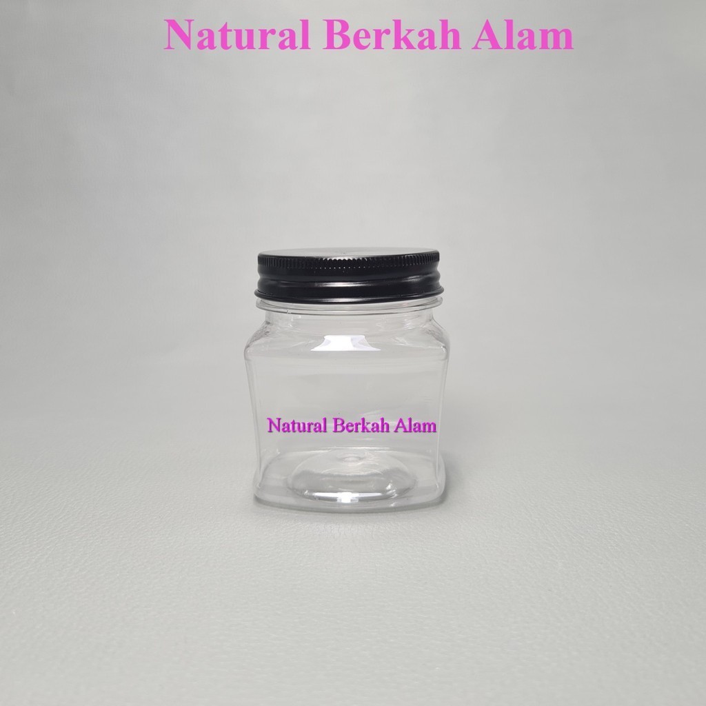 Toples 100 ml Pet Kotak Natural Tutup Aluminium / Toples Plastik / Toples / Toples Permen / Toples S