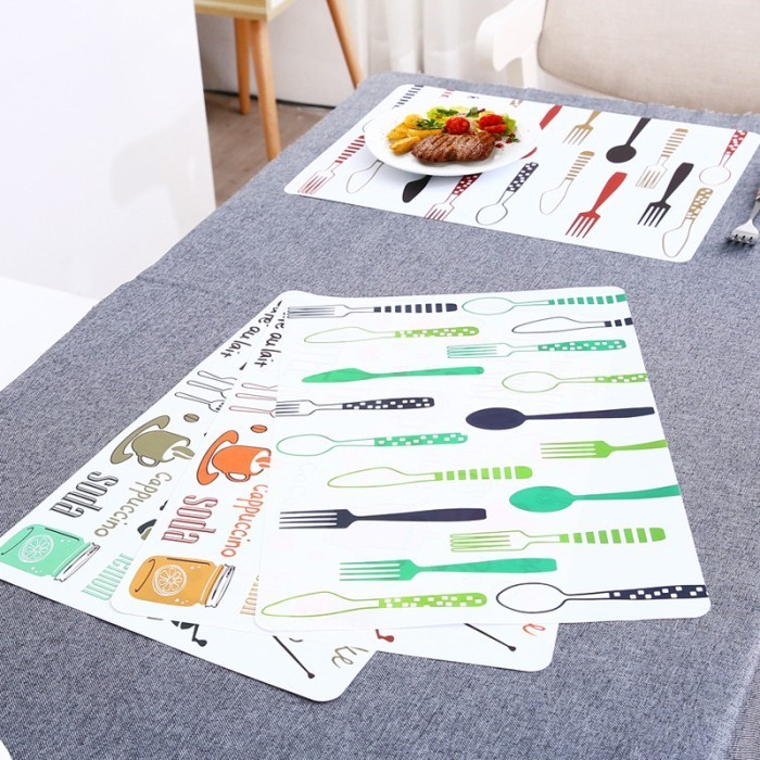 Alas Piring Makan Tatakan Piring Makan Anti Panas Alas PVC Motif