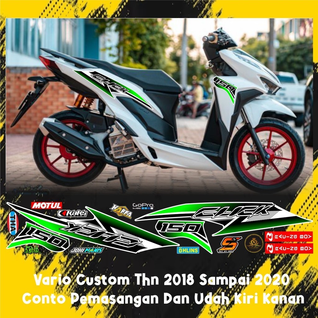 LIS Stiker Striping Variasi  Vario 150 New Sticker List Style Vario Baru Fi New Putih Hijau VARIASI