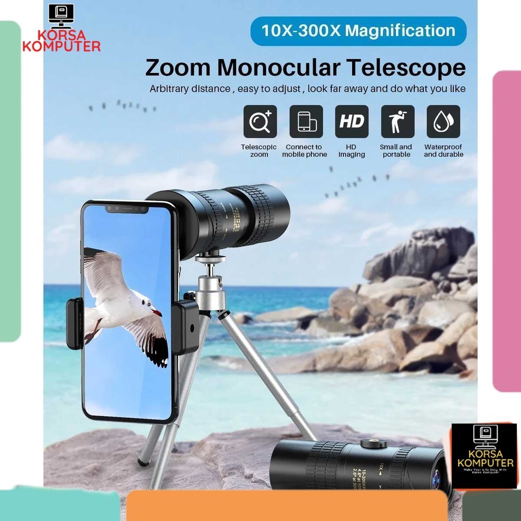 Lensa Teleskop Saku Monokuler Lensa Tambahan Tripod 10-300X Lens Magnification with Tripod - APL-10-
