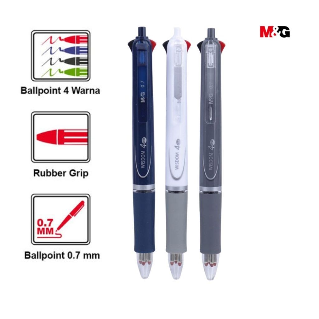 

Pulpen 4 Warna M&G Wisdom Ballpoint Semi Gel Mix Tip 0.7 mm #ABP803R4 864 - Satuan- SHSNP
