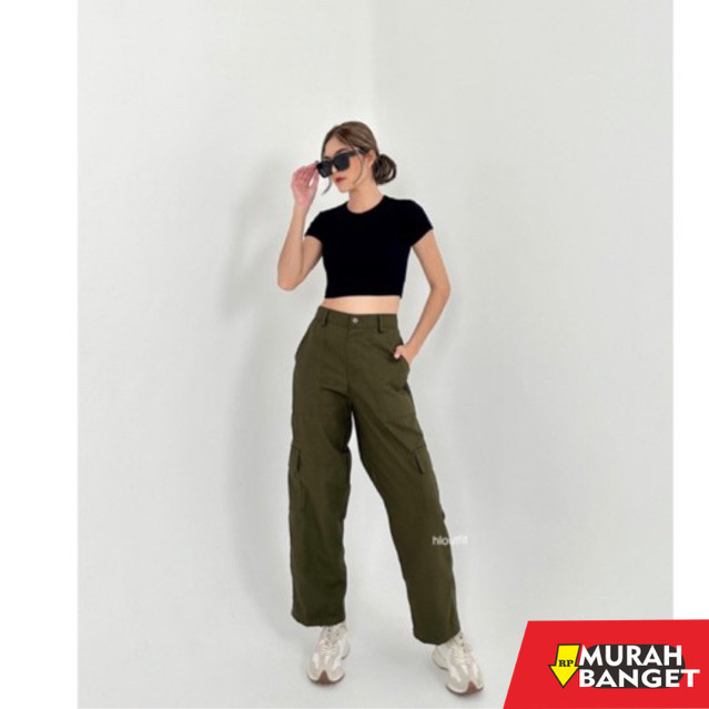 Joggerhit Wanita Terbaru- HL Cargo Pants Army-Cargo Pants Unisex (REALPICT)