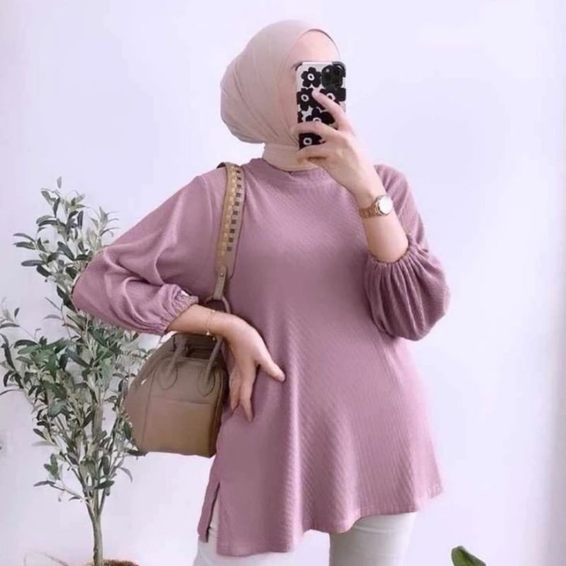 Atasan Blouse Hanover Rajut Oversize Tangan Balon / Batwing Blouse Knit