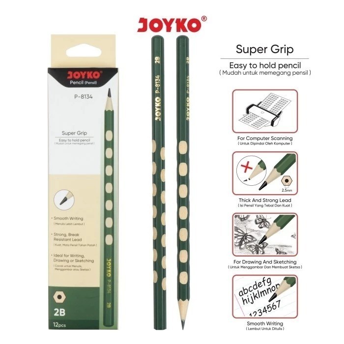 

(PAK)PENSIL JOYKO 2B P-8134 / JOYKO P-8134 / PENSIL 2B SUPER GRIP
