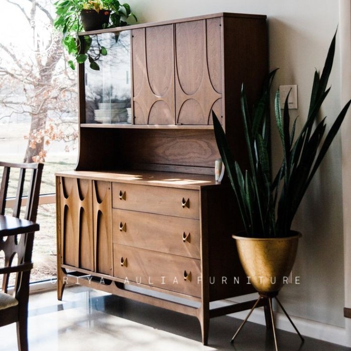 Bufet dapur modern terbaik rak dapur kayu jati terbaru