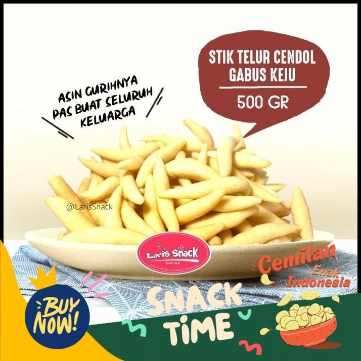 

Special Diskon Stik Telur Cendol Gabus Keju Sarikaya Renyah Snack Kiloan Curah 500Gr