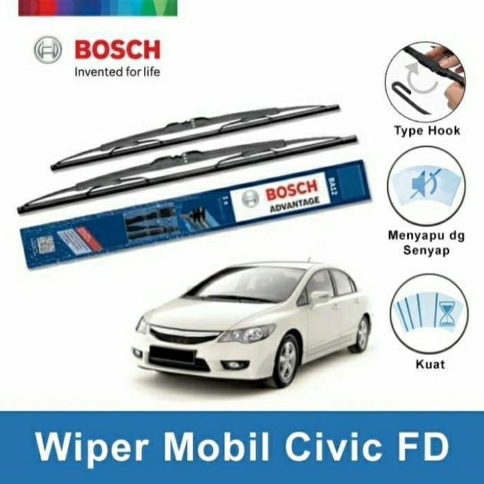 Wifer Original BOSCH Honda Civic FD Karet Wiper Kaca Depan Mobil 2pcs