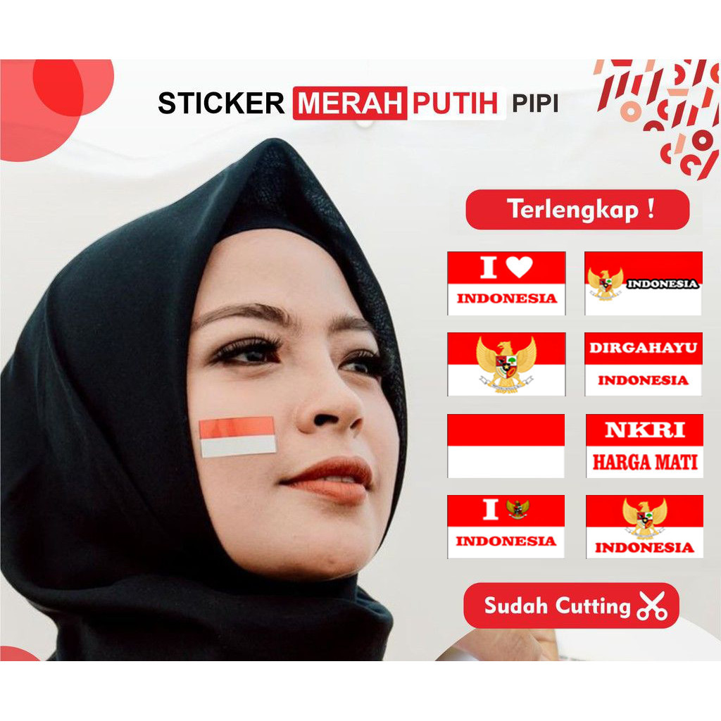 

Tempelan Pipi Bendera - Sticker Pipi Merah Putih - indonesia 17 agustus