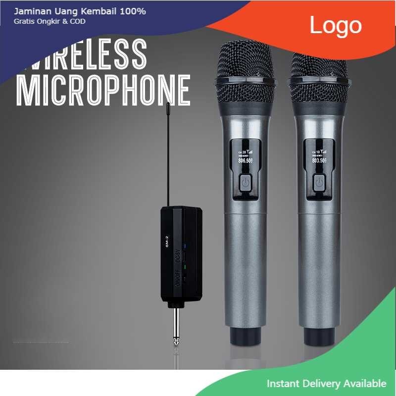 RIWORAL Microphone Karoke Wireless Rechargeable 2 Channel UHF 2 PCS - SM2