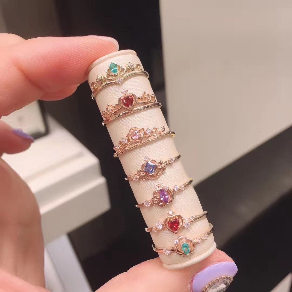 Cincin ts disney princess ring wanita cincin batu permata mutiara berlian kristal berwarna adjustabl