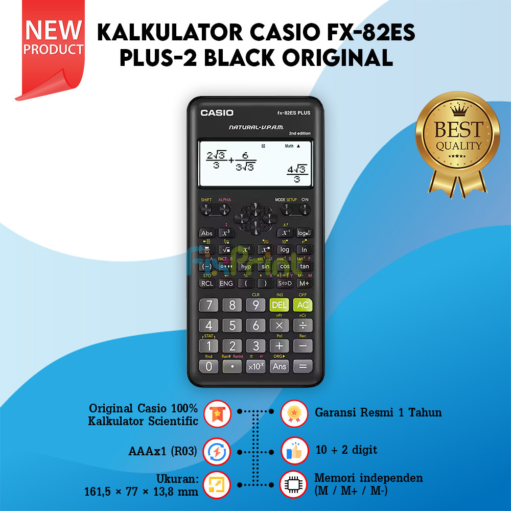 

Casio fx-82ES PLUS Calculator Scientific Kalkulator Ilmiah New Orina