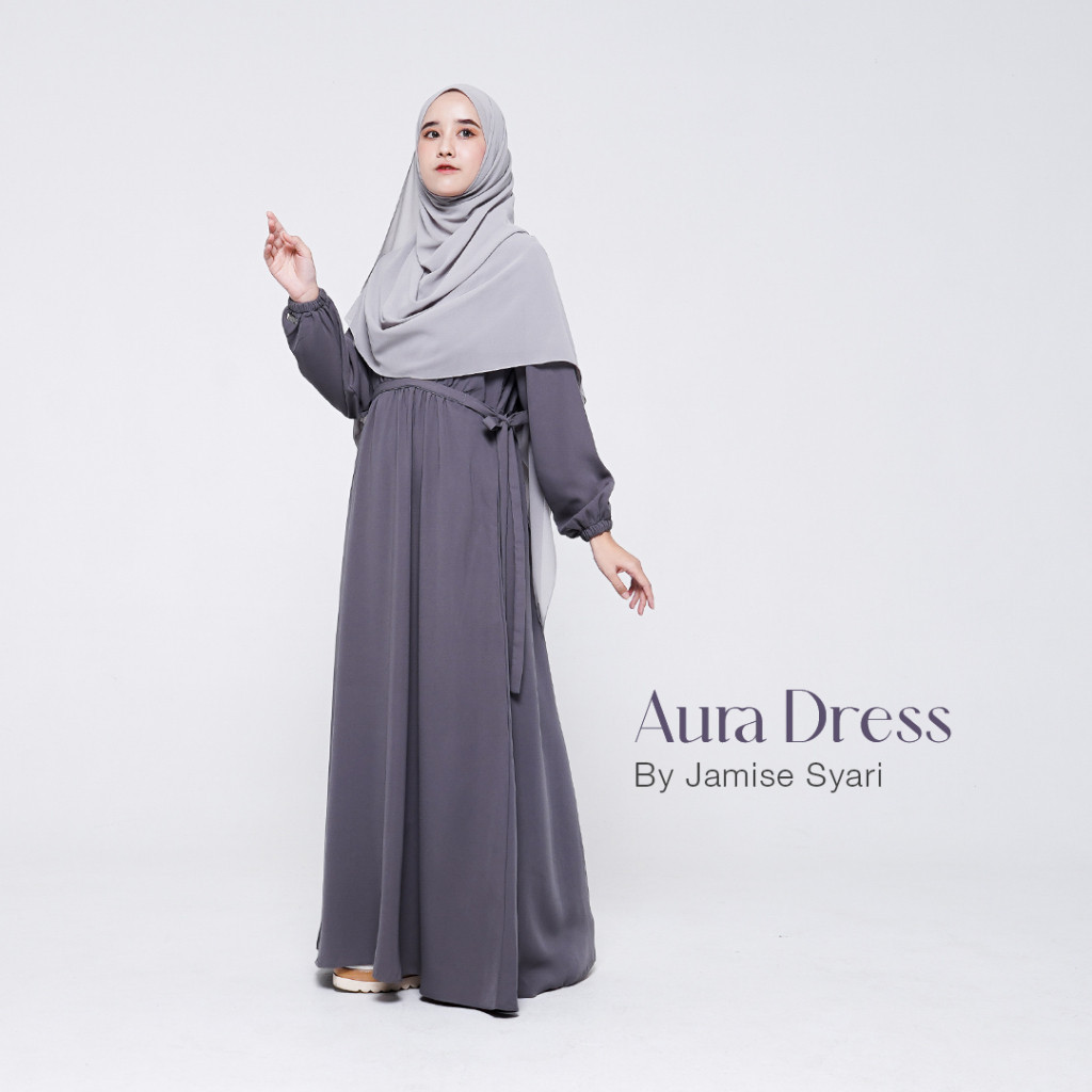 promo ramadan Dress Wanita Aura Dress Abaya Gamis Syari Terbaru Baju Wanita Muslim Pakaian Wanita Muslim Daily Dress Simple by Jamise Syari Official