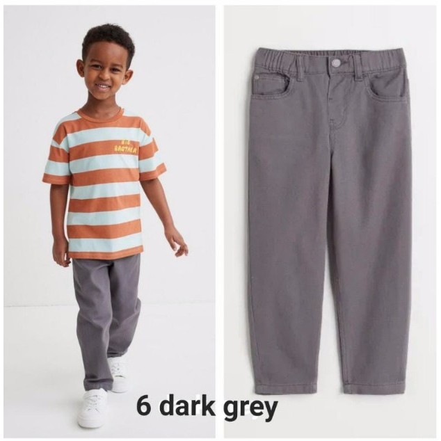CELANA PANJANG HM CHINO SIMPLY DARK GREY HNM ANAK LAKI LAKI H&M