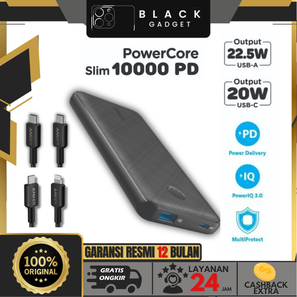 PowerBank Anker PowerCore Slim 10K PD - Garansi Resmi Anker