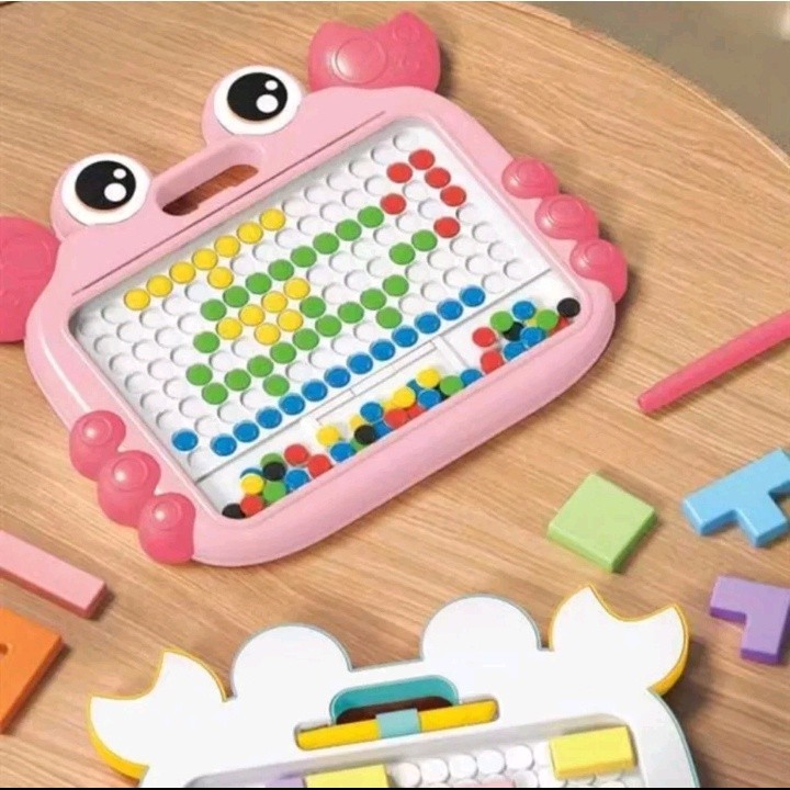 Mainan Anak Papan Magnet / Magnetic Board Drawing / Papan Manik Magnet Serbaguna