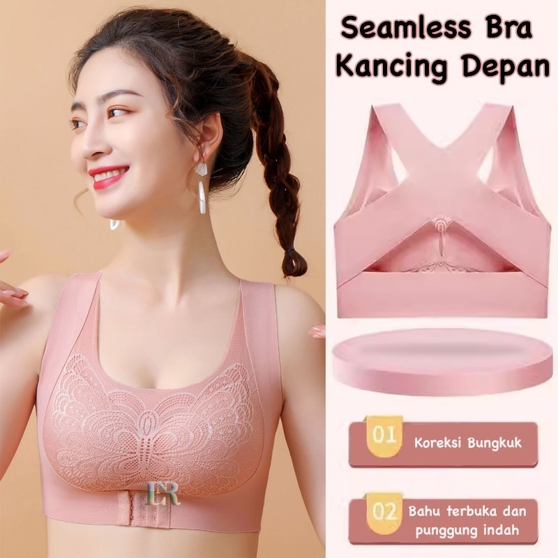 Seamless Kupu Kupu Lokal Premium Model Kancing Depan Bisa Disesuaikan Size M-3XL Dengan Pad Busa Bra