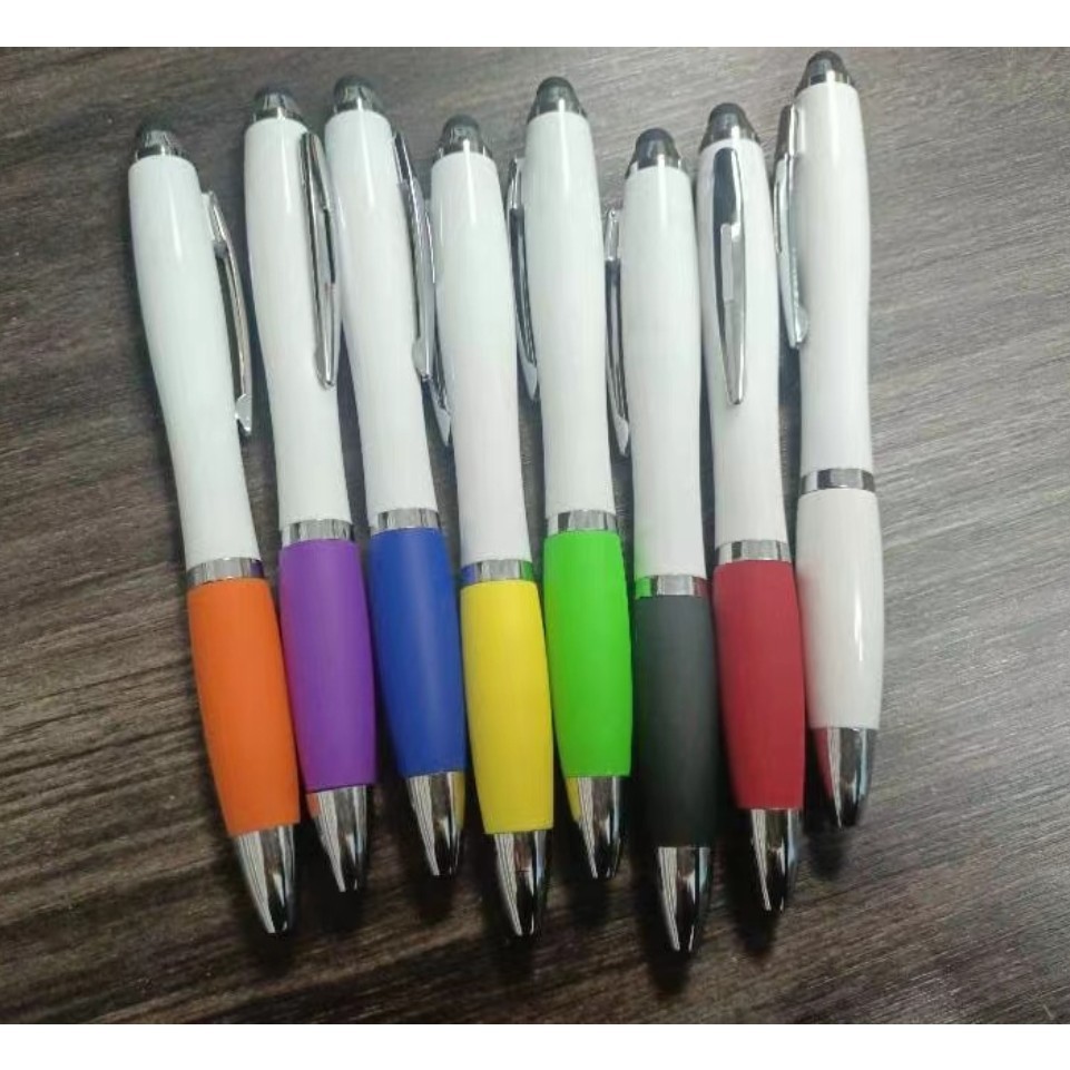 

Laras Putih Solid dengan Layar Sentuh Hitam Stylus Pena Bola Pegangan Warna-warni