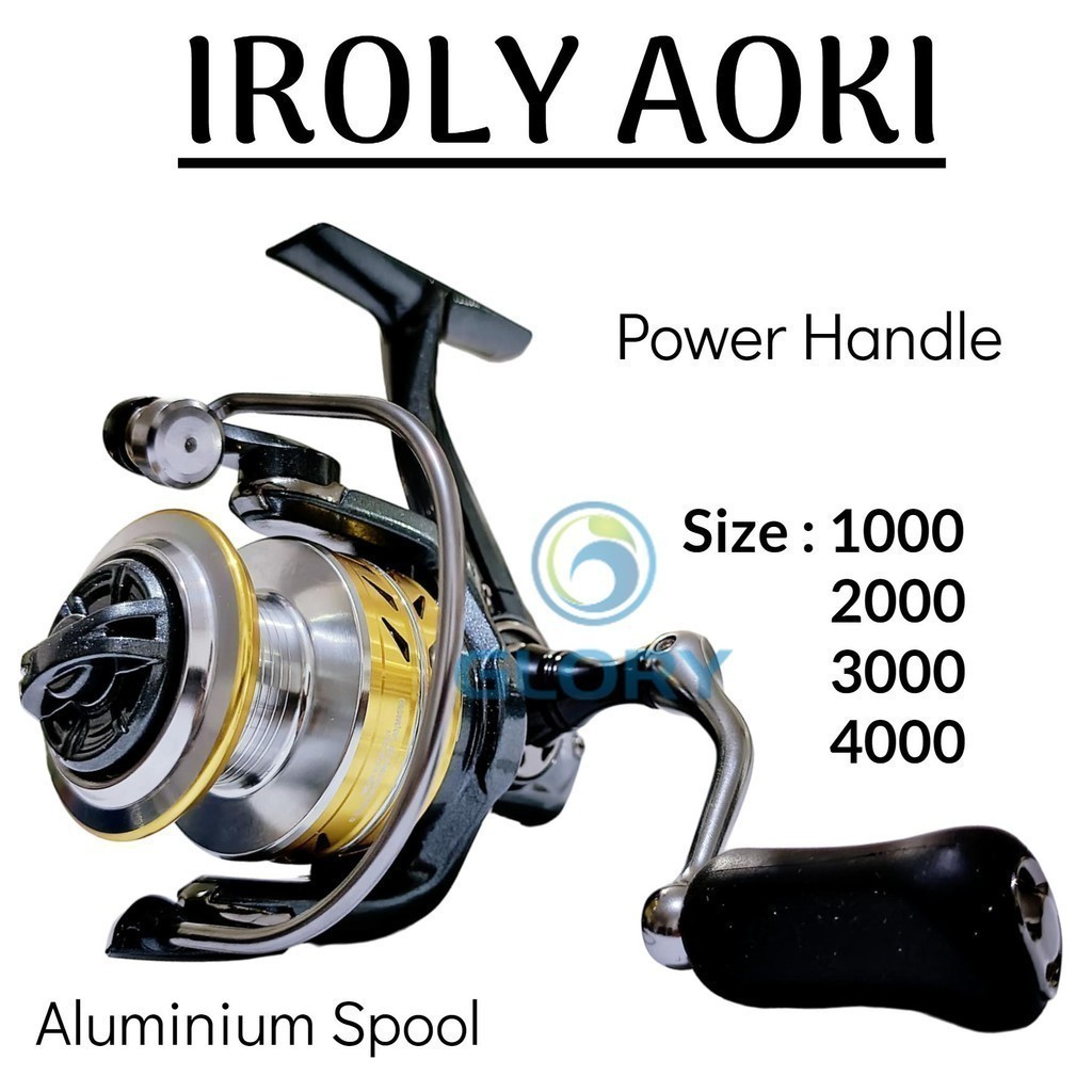 Iroly Aoki 2000 3000 4000 Reel Spinning Power Handle Aluminium Spool One Way Rell Gulungan Senar Pan