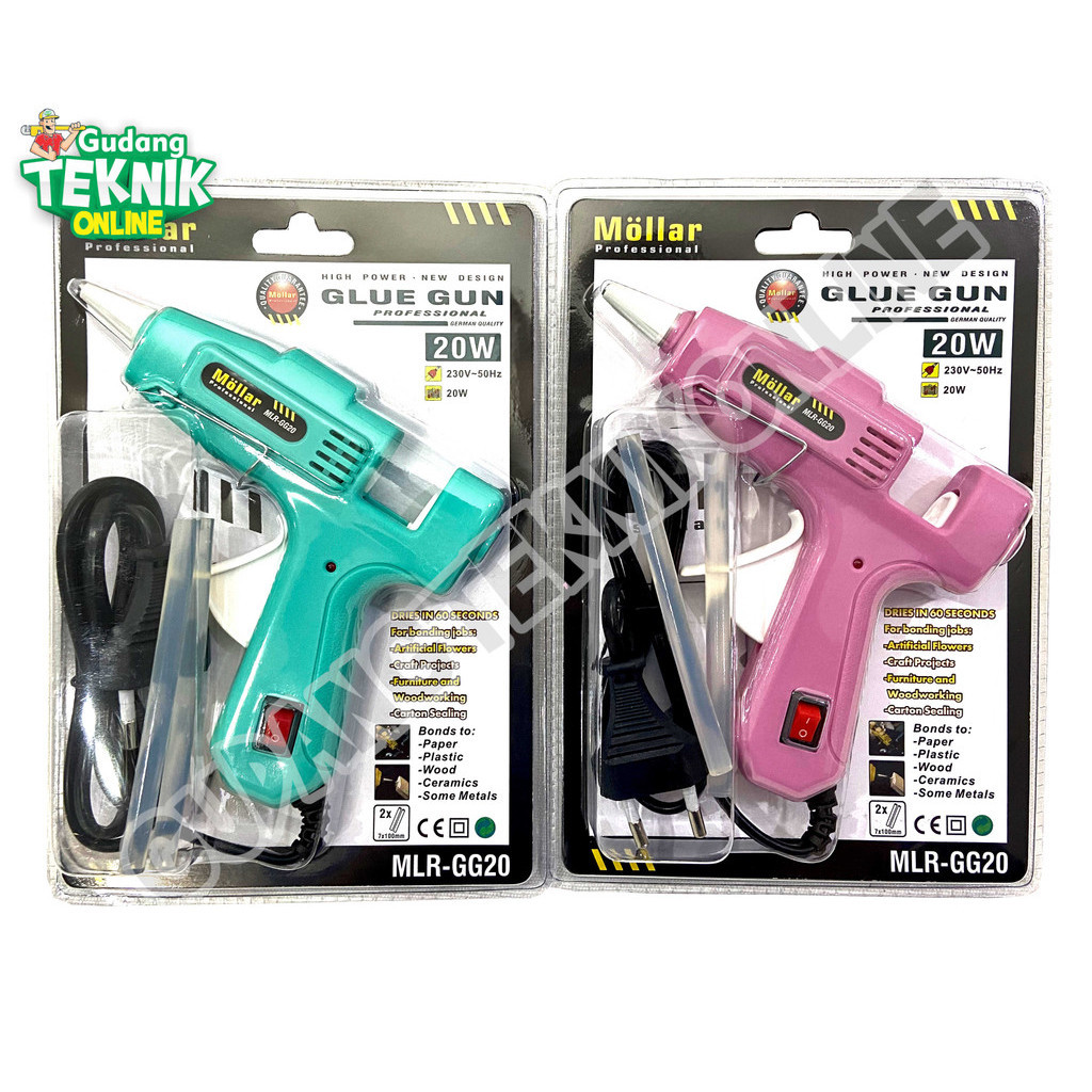

MOLLAR Alat Lem Tembak MOLLAR 20W 80W / Alat Tembakan Lem Listrik 20Watt 80Watt Hot Melt Glue Gun MOLLAR