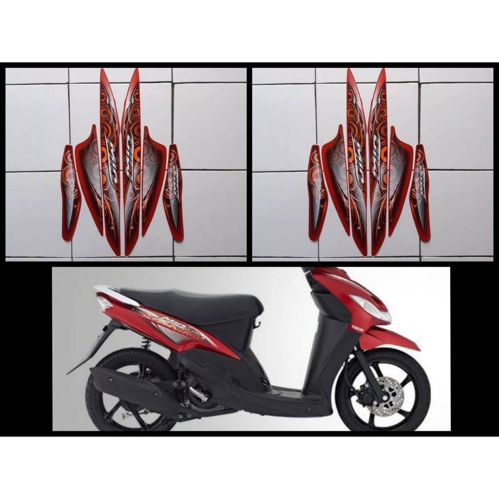 Stiker Striping Lis Les Bodi Motor Yamaha Mio Sporty 2011 2012 Smile Merah