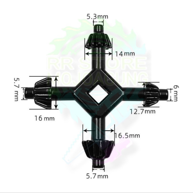 Murah Kunci Bor Kepala Bor 4 Cabang / Drill Chuck Key 4 IN 1 UNIVERSAL