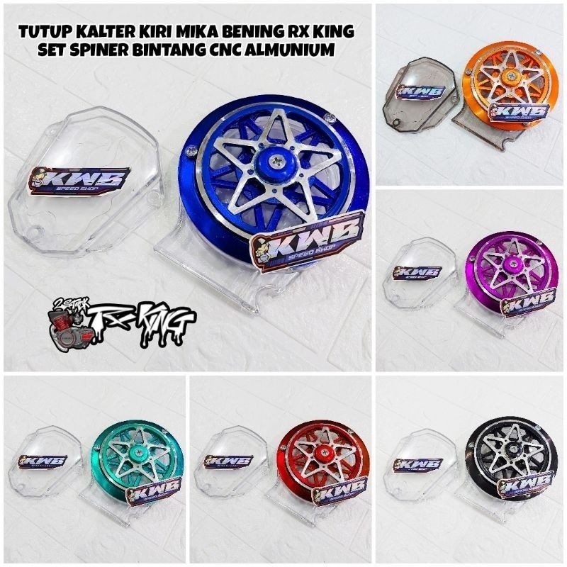 TUTUP KALTER KIRI SET SPINER BINTANG CNC RX KING COVER BAK MAHGNIT KOPLING TRANSPARANT BENING SET SP