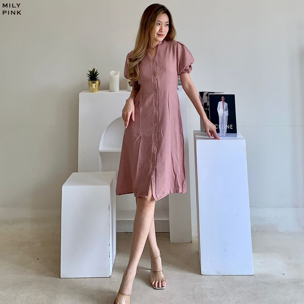 Evercloth Mily Dress Wanita Dress Wanita Jumbo Dress Kekinian Wanita