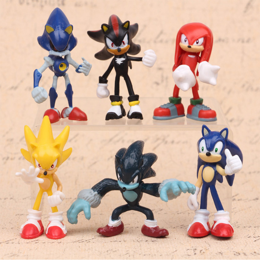 6Pcs Set Action Figure Jual Satuan Super Sonic Pajangan Figure Figur Patung Mainan Figurin Super