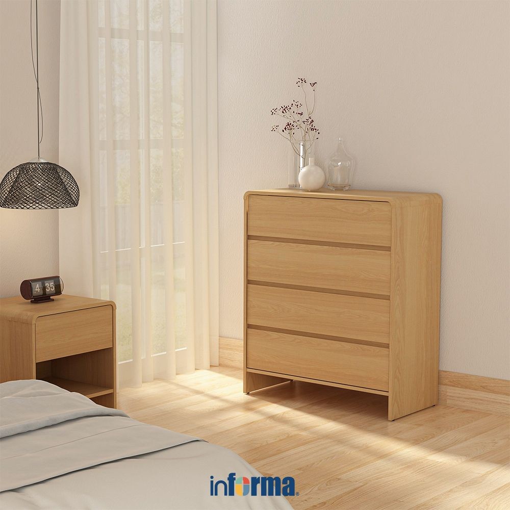 Informa Raphael Laci Penyimpanan 4 Tingkat - Cokelat Oak Laci Kabinet Serbaguna Cabinet Penyimpanan 