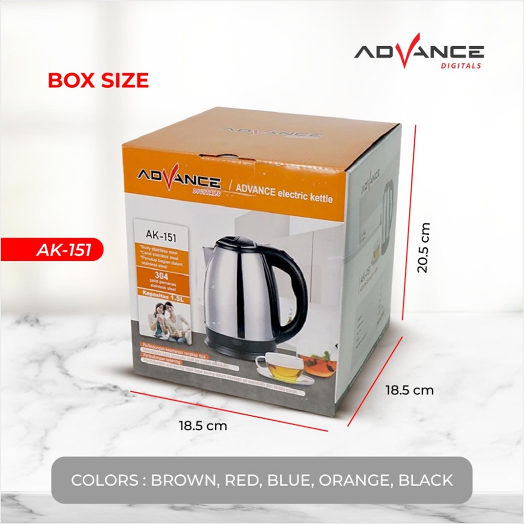 Azparadays - Niko Dento 18A Electric Kettle Teko Listrik Stainless Steel