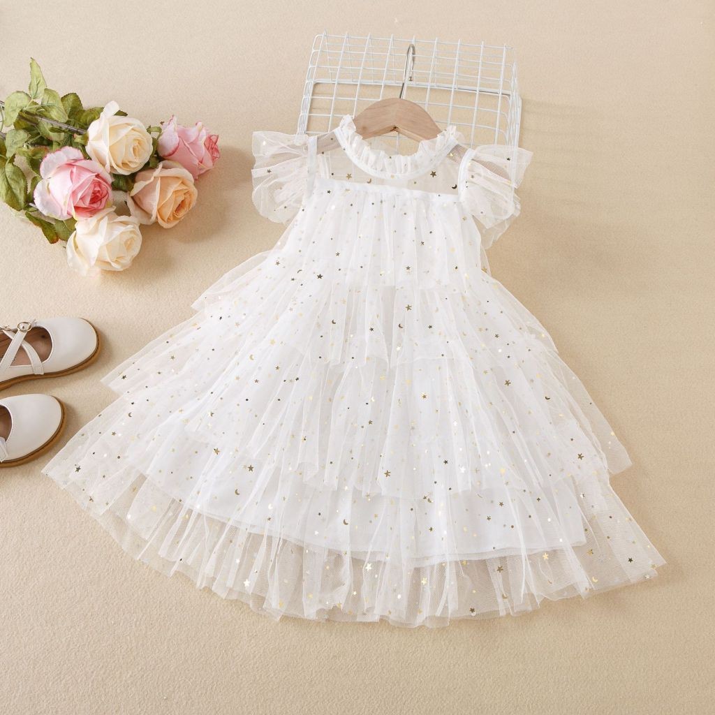 Haasya Kids Gaun Peri Kupu-kupu Kasual Korea Thin Sling Princess Mesh Dress Korea dari gaun bayi