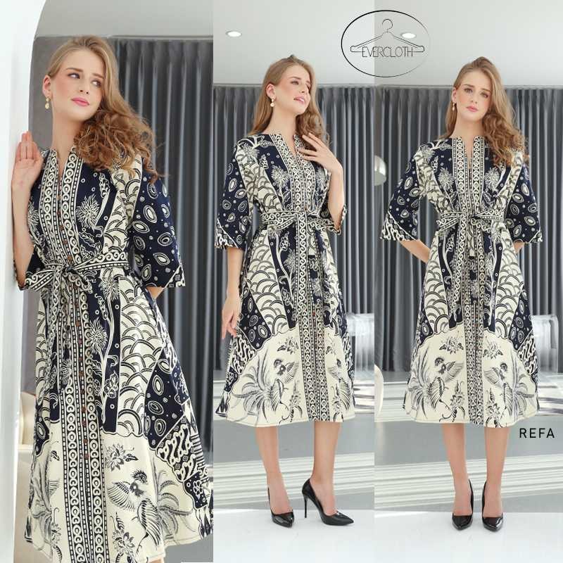 Refa Long Dress Wanita Batik Couple Modern Dress Batik