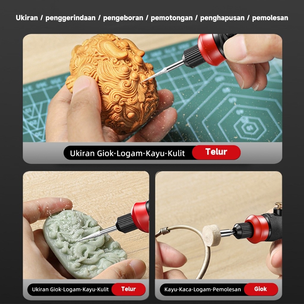 CN76TL COD【2.0Produk baru】Bor Mini Grinder Set Mesin Ukir Poles Gerinda Listrik Alat Ukir Grafir/ Al